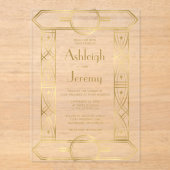 Vintager Deko-Rahmen-Hochzeit Acryleinladungen (Vorderseite)