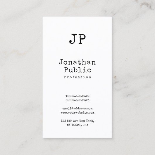 Vintager Design Sleek Schlicht Retro Beruflich Visitenkarte (Vorderseite)