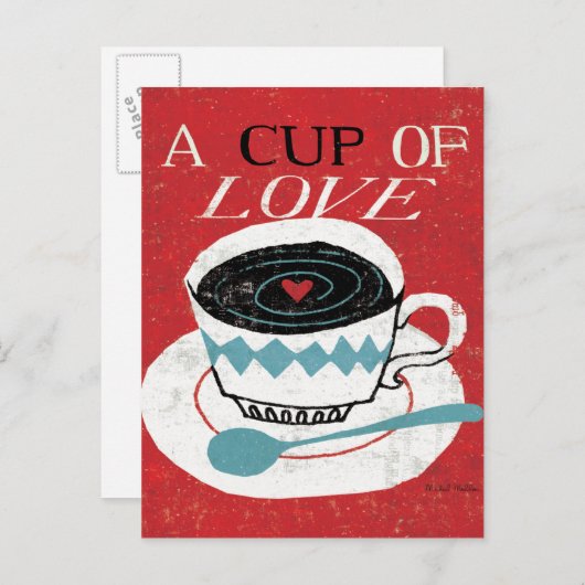 Vintager Desktop - Kaffee Postkarte (Vorne/Hinten)