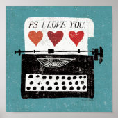 Vintager Desktop - Schreibmaschine Poster (Vorne)