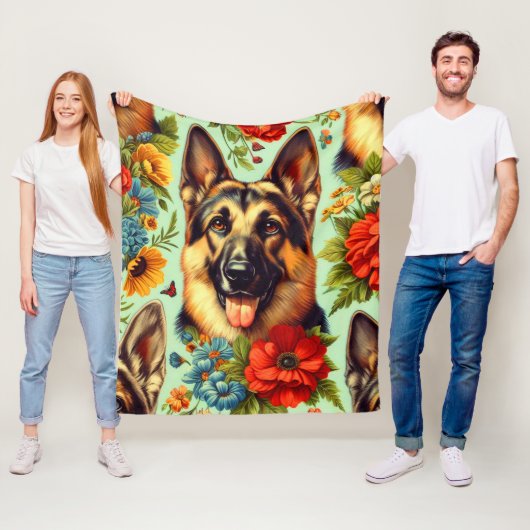Vintager deutscher Schäferhund Fleecedecke (Beispiel)