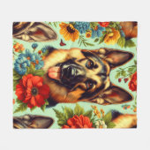 Vintager deutscher Schäferhund Fleecedecke (Vorderseite (Horizontal))