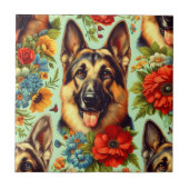 Vintager deutscher Schäferhund Fliese (Vorderseite)