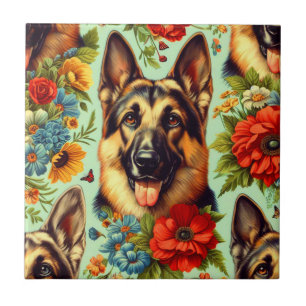 Vintager deutscher Schäferhund Fliese