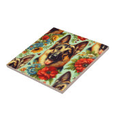 Vintager deutscher Schäferhund Fliese (Seite)