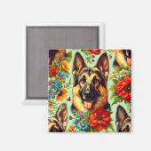 Vintager deutscher Schäferhund Magnet (Vorderseite/Rückseite)
