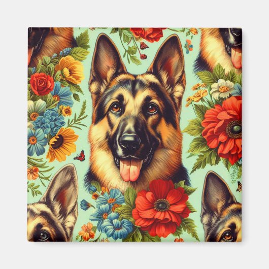 Vintager deutscher Schäferhund Magnet (Vorne)