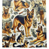 Vintager deutscher Schäferhund nahtlos Duschvorhang (Vorderseite)
