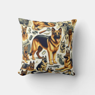 Vintager deutscher Schäferhund nahtlos Kissen