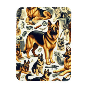 Vintager deutscher Schäferhund nahtlos Magnet