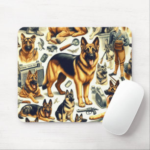 Vintager deutscher Schäferhund nahtlos Mousepad