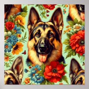 Vintager deutscher Schäferhund Poster
