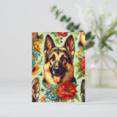 Vintager deutscher Schäferhund Postkarte (Stehend Vorderseite)