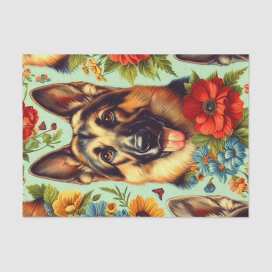 Vintager deutscher Schäferhund Seidenpapier (Vorderseite)