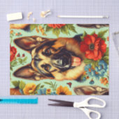 Vintager deutscher Schäferhund Seidenpapier (Handwerk)
