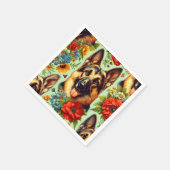 Vintager deutscher Schäferhund Serviette (Ecke)