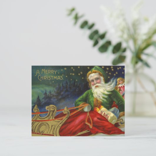 Vintager deutscher Weihnachtsmann Feiertagspostkarte (Stehend Vorderseite)