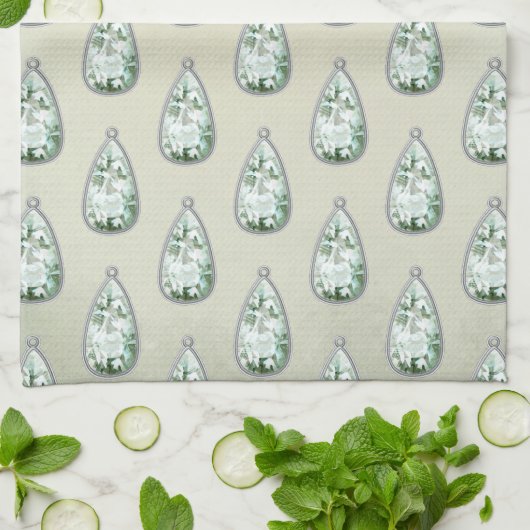 Vintager Diamantanhänger aquamarines viktorianisch Geschirrtuch (Gefaltet)