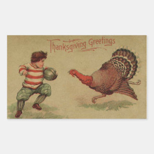 Vintager die Erntedank-Fußball und Türkei Rechteckiger Aufkleber