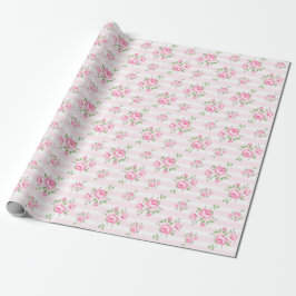 Vintager die klassische Streifen und BlumenRosen Geschenkpapier
