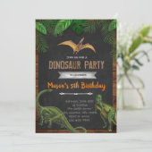 Vintager Dinosaurier Geburtstagsfeier Einladung (Stehend Vorderseite)
