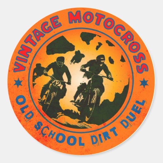 VINTAGER DIRT BIKE RACE RUNDER AUFKLEBER (Vorderseite)