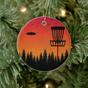 Vintager Disk Golf Frolf Frisbee Player Retro Keramik Ornament