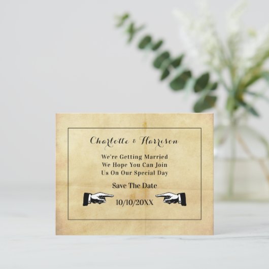 Vintager Distanzstil Save the Date (Stehend Vorderseite)