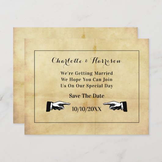 Vintager Distanzstil Save the Date (Vorne/Hinten)
