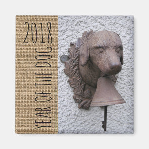 Vintager Dog Bell mit Key Dog Year 2018 Magnet