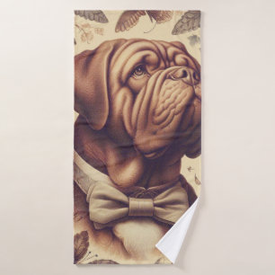 Vintager Dogue de Bordeaux Illustration Badehandtuch