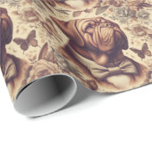 Vintager Dogue de Bordeaux Illustration Geschenkpapier (Rolleneckpunkt)