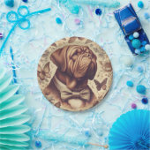 Vintager Dogue de Bordeaux Illustration Pappteller (Party)