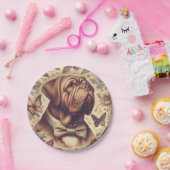 Vintager Dogue de Bordeaux Illustration Pappteller (Party)