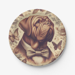 Vintager Dogue de Bordeaux Illustration Pappteller