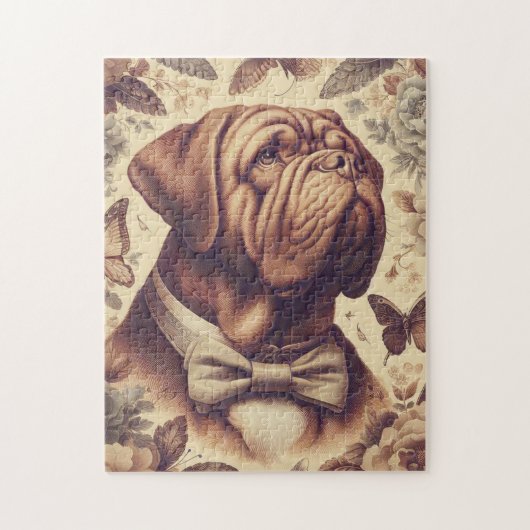 Vintager Dogue de Bordeaux Illustration Puzzle (Vertikal)