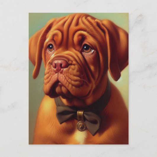 Vintager Dogue de Bordeaux Malerei Postkarte