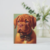 Vintager Dogue de Bordeaux Malerei Postkarte (Stehend Vorderseite)
