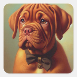 Vintager Dogue de Bordeaux Malerei Quadratischer Aufkleber