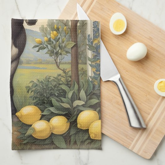 Vintager Donkey unter den Zitronenbäumen Geschirrtuch (Viertel Falte)