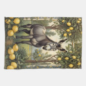Vintager Donkey unter den Zitronenbäumen Geschirrtuch (Horizontal)