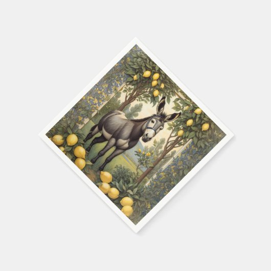 Vintager Donkey unter den Zitronenbäumen Serviette (Ecke)
