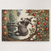 Vintager Donkey unter einem Apfelbaum Puzzle (Horizontal)