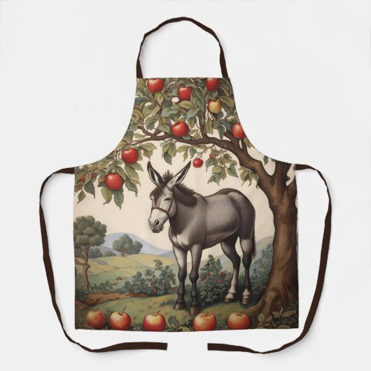 Vintager Donkey unter einem Apfelbaum Schürze (Vorderseite)