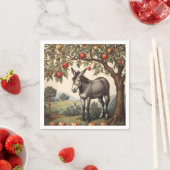 Vintager Donkey unter einem Apfelbaum Serviette (Beispiel)