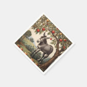 Vintager Donkey unter einem Apfelbaum Serviette (Ecke)