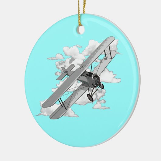 Vintager Doppeldecker Keramik Ornament (Links)