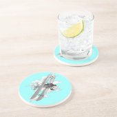 Vintager Doppeldecker Sandstein Untersetzer (Seite)