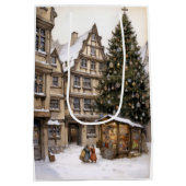 Vintager Dorfweihnachtsbaum Ansammlung Teetuch Mittlere Geschenktüte (Rückseite)