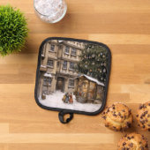 Vintager Dorfweihnachtsbaum Ansammlung Teetuch Topflappen (Oben Unten)